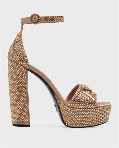 prada crystal embellished t strap sandal|Prada crystal platform sandals.